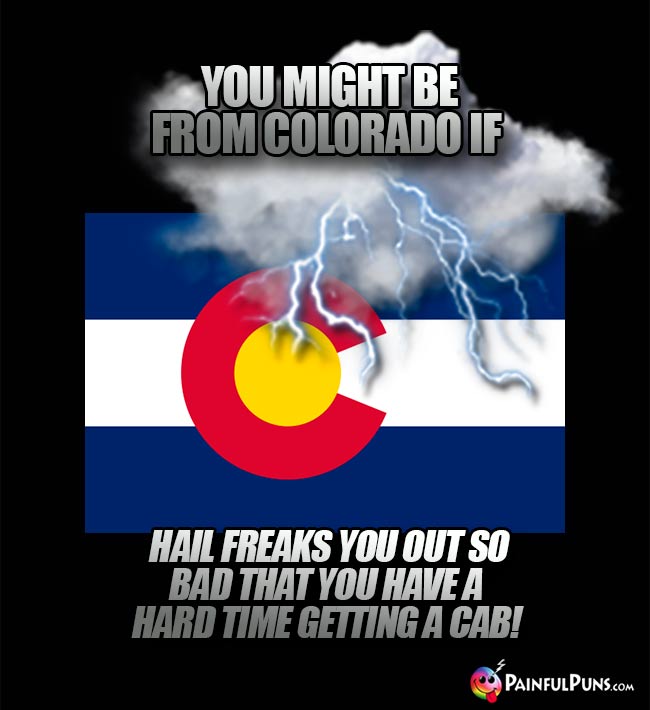 You might be from Colorado if hail freaks you out so bad that you have a hard time getting a cab!