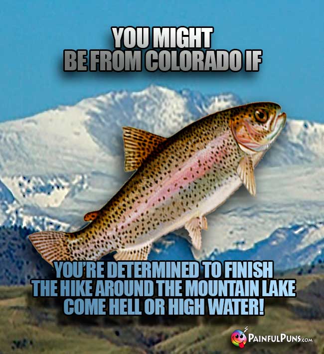 You might be from Colorado if you're determined to finish the hike around the mountain lake come hell or high water!
