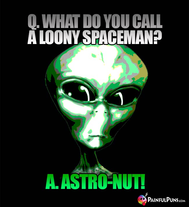 Q. What do you call a loony spaceman? A. Astro-Nut!
