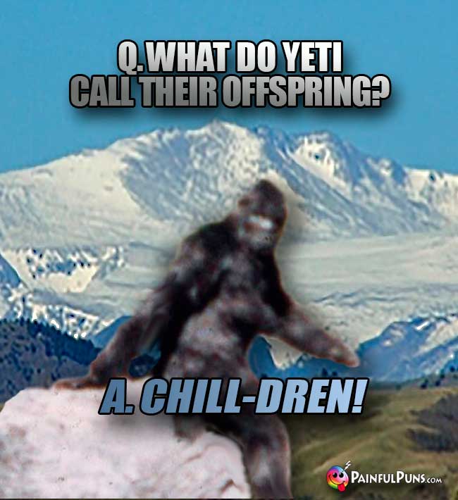 Q. What do Yeti call thwir offspring? A. Chill-dren!