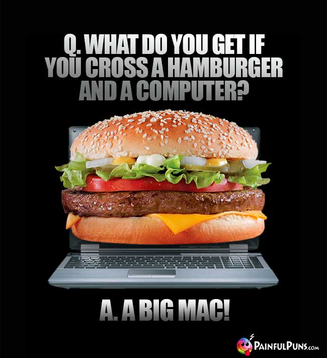 Q. What do yu get if you cross a hamburger and a computer? A. A Big Mac!