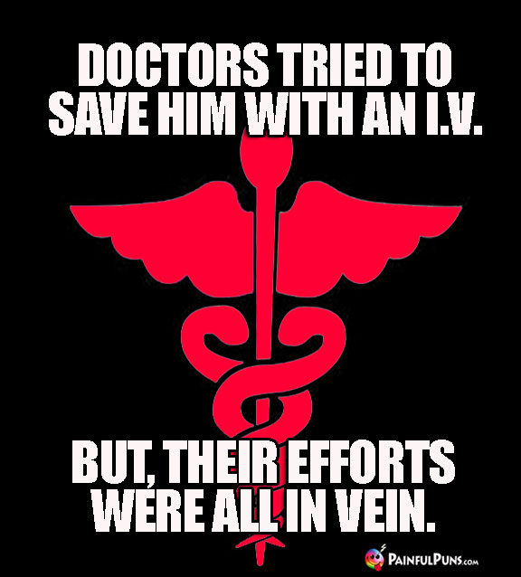 Doctors tried to save him with an I.V. but, their efforts were all in vein.