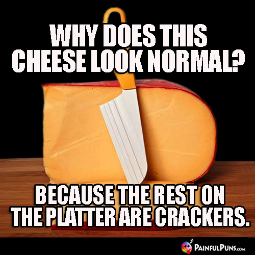 Why does this cheese look normal? Because the rest on the platter are crackers.