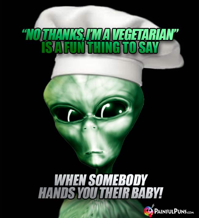 ET Chef Says: "No thanks, I'm a vegetarian" is a fun thing to say when somebody hands you their baby!