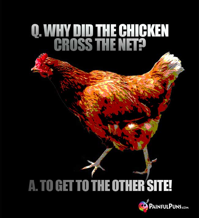 Q. why did the chicken cross the Net? a. To get to the other site!