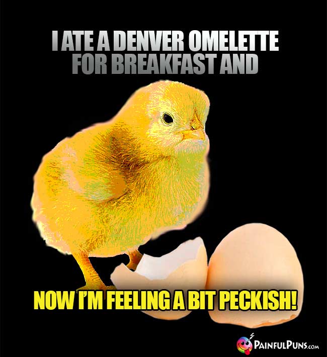 I ate a Denver omlette for breakfast and now I'm feeling a bit peckish!