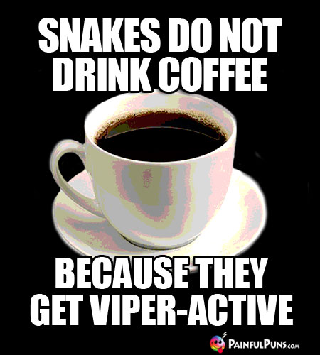 Painful Pun: Snakes do not drink coffee because they get viper-active.
