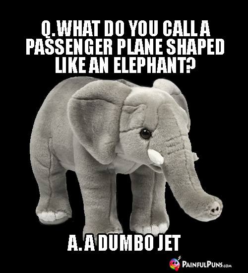Q. What do you call a passenger plane shaped like an elephant? A. A Dumbo Jet