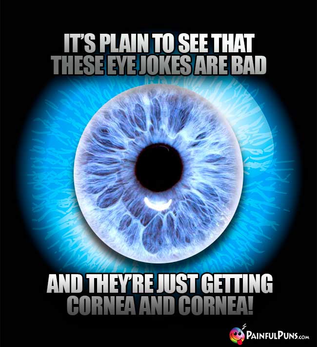 It's plain to see that these eye jokes are bad and they're just getting cornea and cornea!