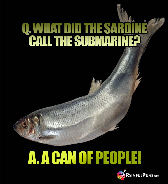 Q. What did the sardine call the submarine? A. A can of people!