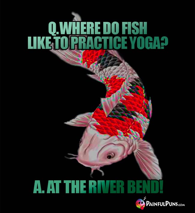 Q. Where do fish like to practice yoga? A. At the river bend!