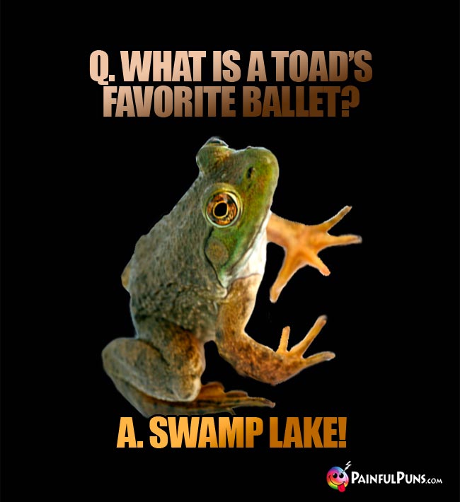 Q. What is a toad's favorite ballet? A. Swamp Lake!