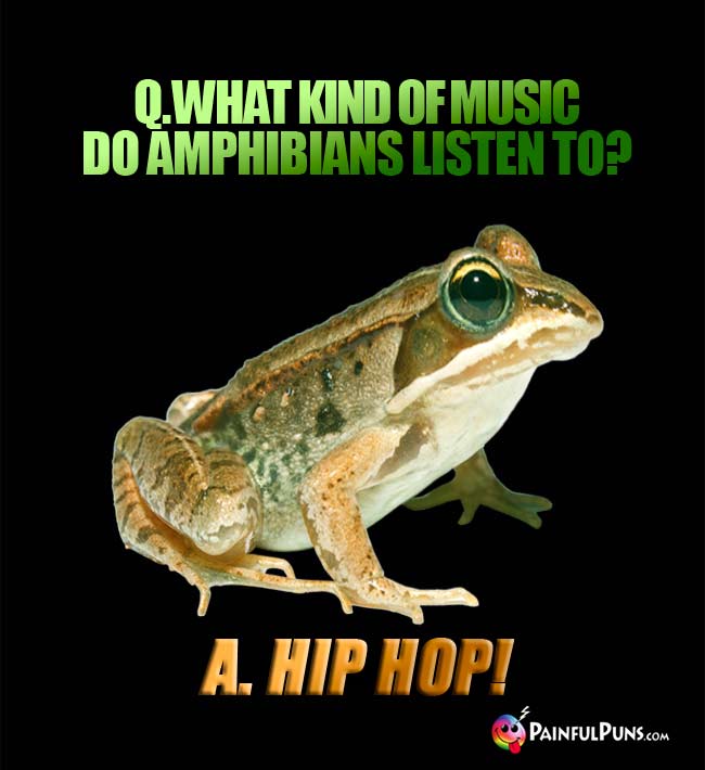 Q. What kind of music do amphibians listen to? A. Hip Hop!