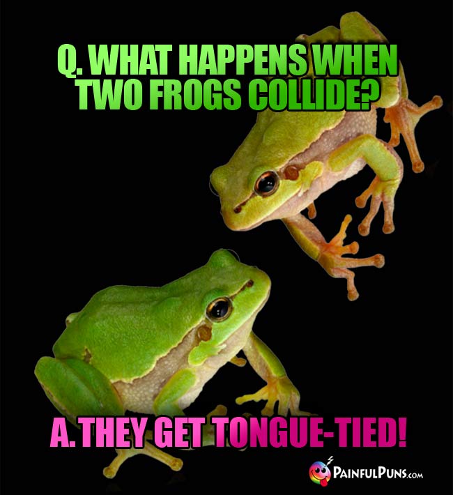 q. What happens when two frogs collide? a. They get tongue-tied!