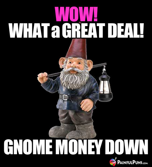 Wow! What a great deal! Gnome money down.
