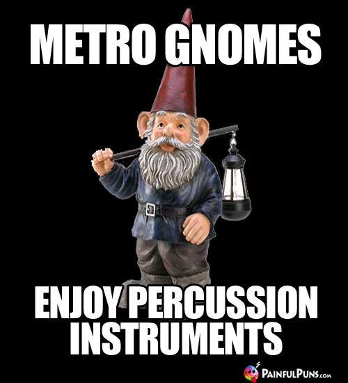 Metro Gnomes enjoy percussion instruments.