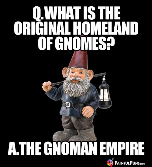 Q. What is the original homeland of gnomes? A. The Gnoman Empire