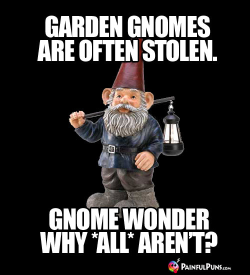 Garden gnomes are often stolen. Gnome wonder why ALL aren't?