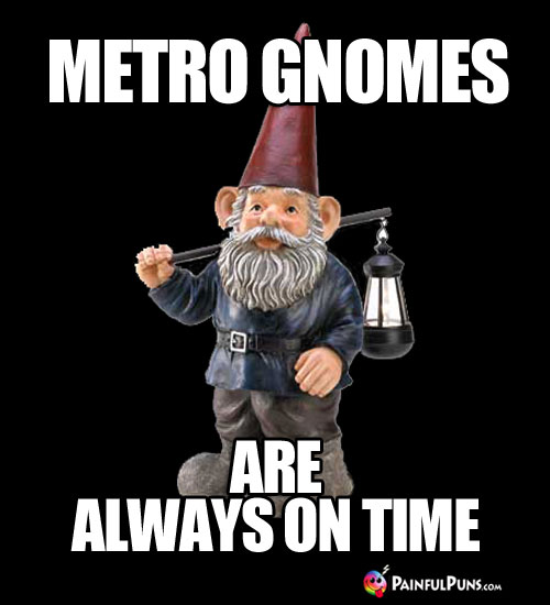 Metro Gnomes are always on time.