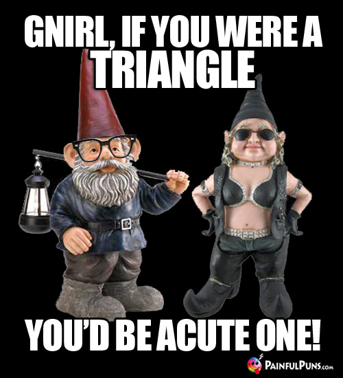 Gnirl, if you were a triangle, you'd be acute one!