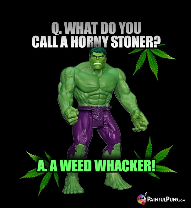 Hulk Asks: What do you call a horny stoner? A. A Weed Whacker!