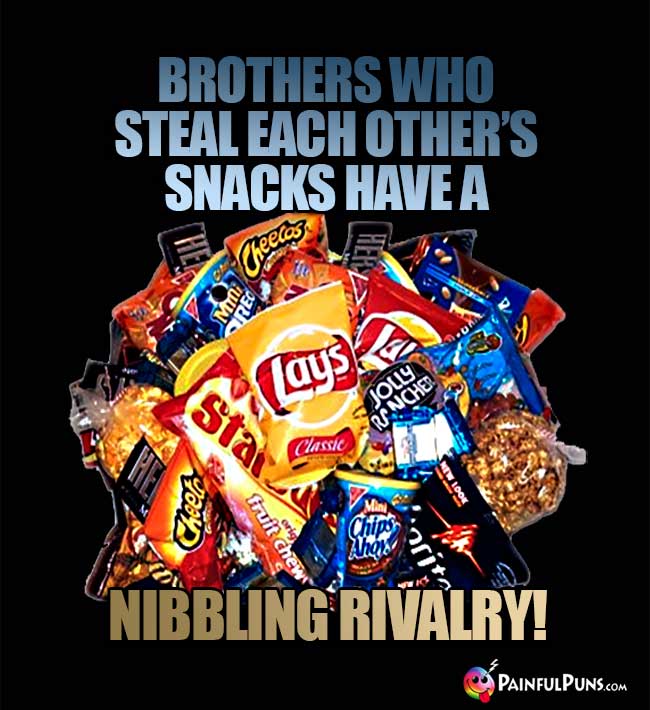 Junkfood Says: Brothers who steal each toher's snacks have a nibbling rivalry!