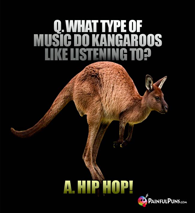 Q. What type of music do kangaroos like listening to? A. Hip Hop!