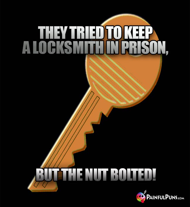 They tried to keep a locksmith in prison, but the nut bolted!