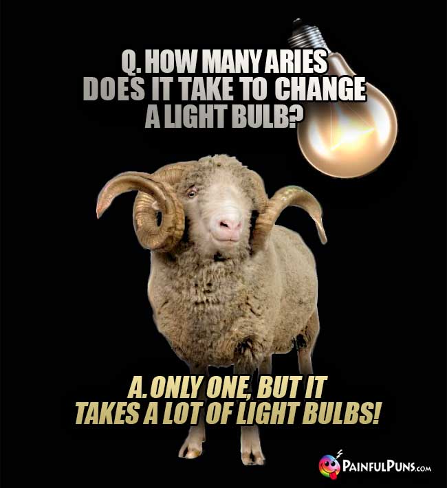 Q. How many Aries does it take to change a light bulb? A. Only one, but it takes a lot of light bulbs!