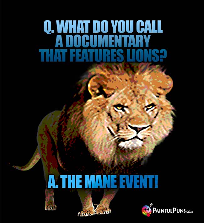 Q. What do you call a documentary that features lions? A. The Mane Event!