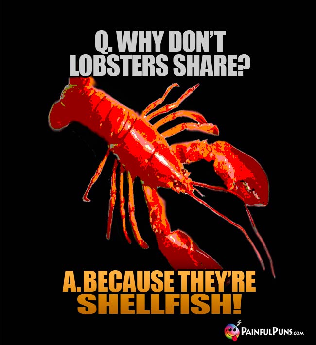 Q. Why don't lobsters share? A. Because they're shellfish!