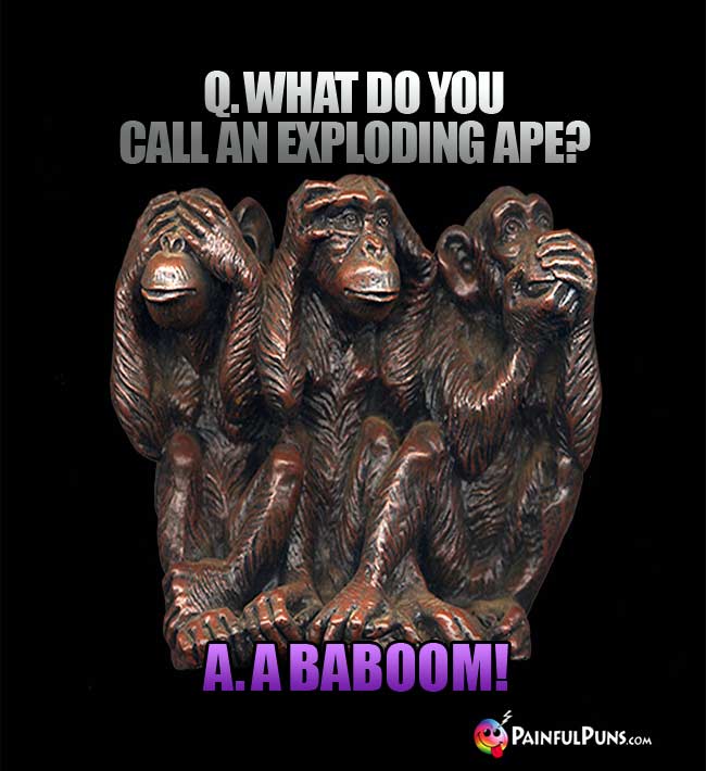 Q. What do you call an exploding ape? A. A Baboom!