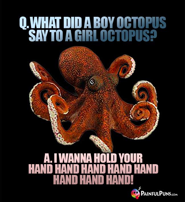 Q. What did a boy ocopus say to a girl octopus? A. I wanna hold your hand hand hand hand hand hand hand hand!