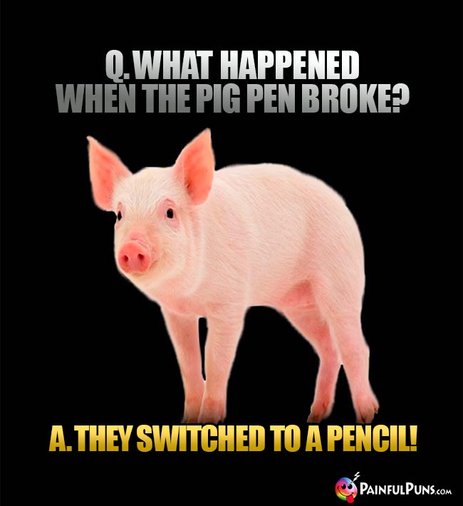 Q. What happened when the pig pen broke? A. They switched to a pencil!