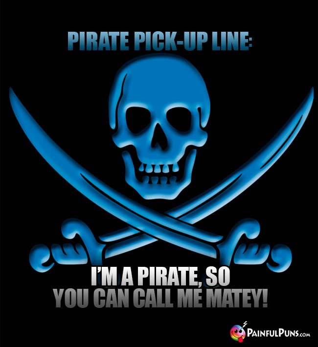 Pirate Pick-Up Line: I'm a pirate, so you can call me Matey!