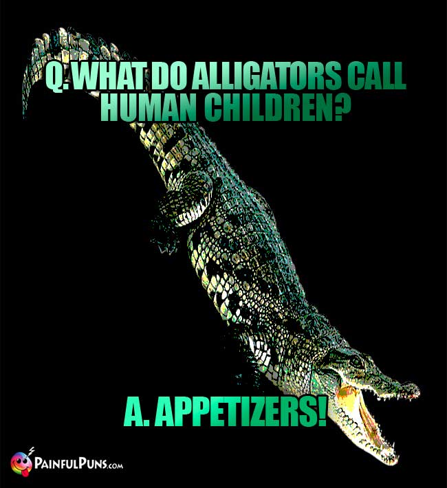 Q. What do alligators call human children? A. Appetizers!