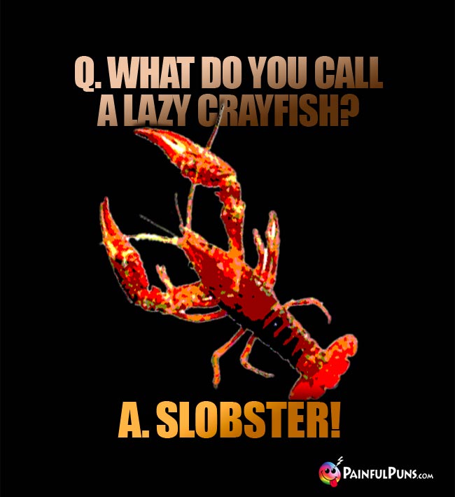 Q. What do you call a lazy crayfish? A.Slobster!