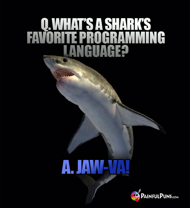 Q. What's a shark's favorite programming language? A. Jaw-va!