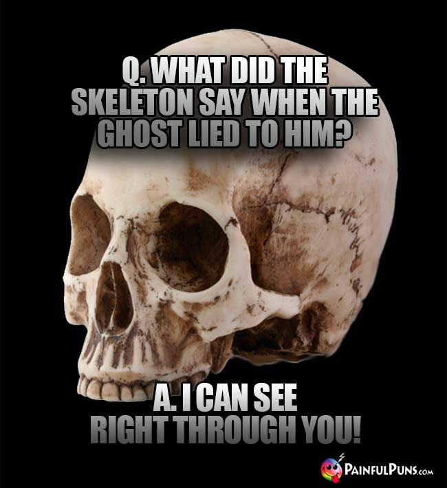 Q. What did the skeleton say when the ghost lied to hin? A. I can see right through you!