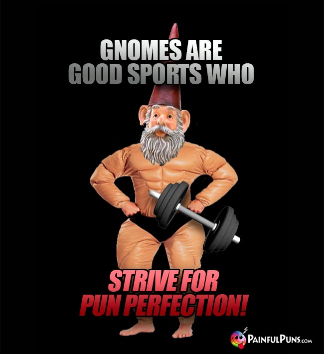 Gnomes are good sports who strive for pun perfection!
