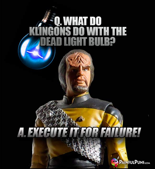 Q. What do Klingons do with the dead light bulb? A. Execute it for failure!