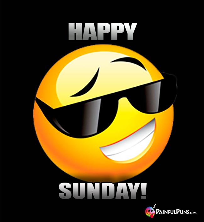 Sun Sunglasses Emoji Says: Happy Sunday!