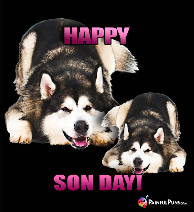 Big Dog With Pup Says: Happy Son Day!