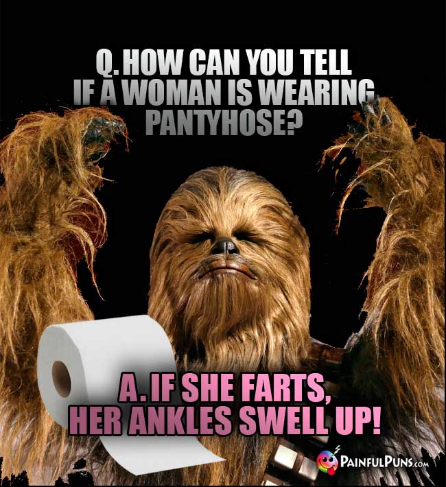 Q. How can you tell if a woman is wearing panty hose? A. If she farts, her ankles swell up!