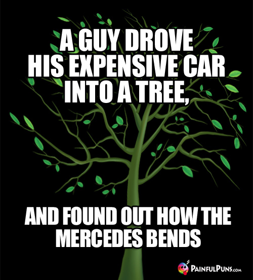 A guy drove his expensive car into a tree, and found out how the Mercedes Bends.