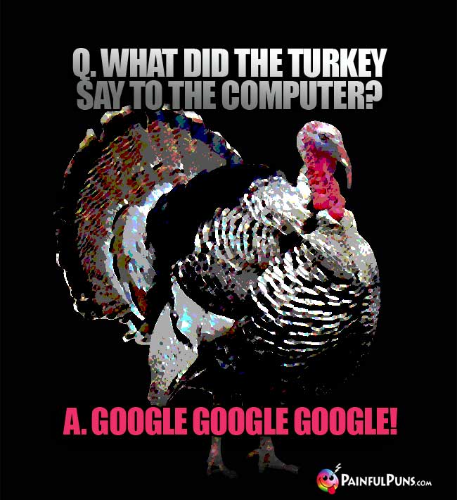 Q. What did the turkey say to the computer? A. Google Google Google!