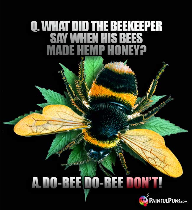 Q. What did the beekeeper say when his bees made hemp honey? A. Do-Bee Do-Bee DON'T!